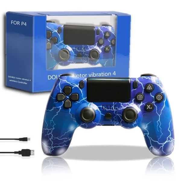 Controller Wireless per PS4, Blu, Doppia Vibrazione