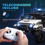 Fuoristrada Elettrico per Bambini 12V Bianco – Doppio Motore & Sospensioni 4 Ruote - immagine 3