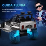 Fuoristrada Elettrico per Bambini 12V Bianco – Doppio Motore & Sospensioni 4 Ruote - immagine 2