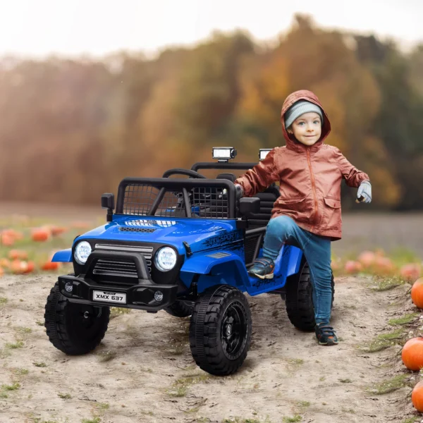 Fuoristrada Elettrico per Bambini 12V Blu – Doppio Motore & Sospensioni 4 Ruote